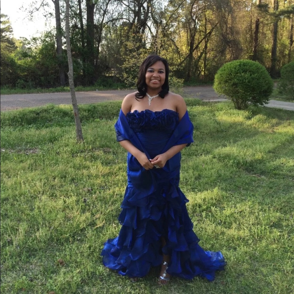 Stretchy Royal Blue Strapless Mermaid dress.